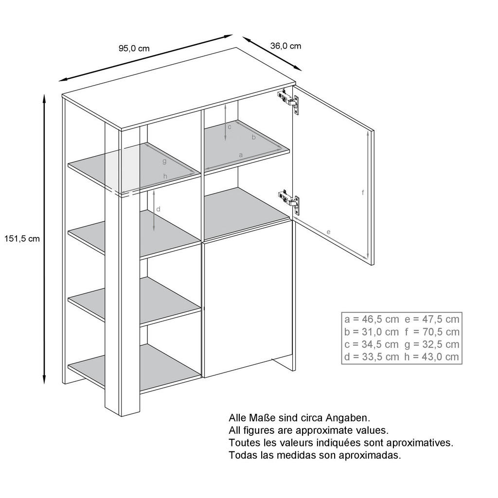Thumbnail - Vladon Wohnzimmerset, Eiche, Holzwerkstoff, 248x151.5x36 cm, Wohnzimmer, Wohnwände, Anbauwände