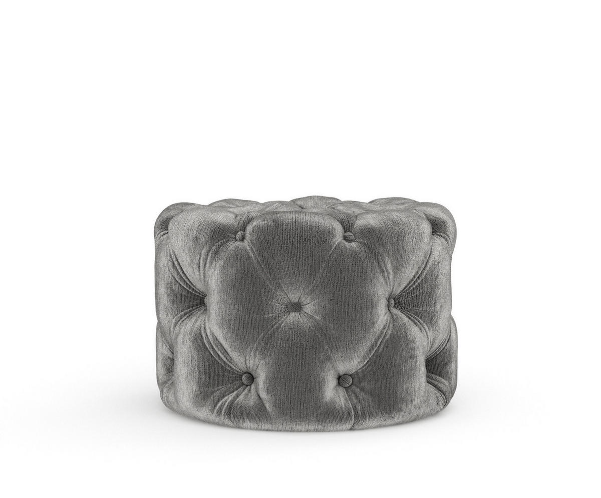 POUF Cosimo Grau Chenille - Schwarz/Grau, Holz/Holzwerkstoff (60/40/60cm) - Maison de Reve