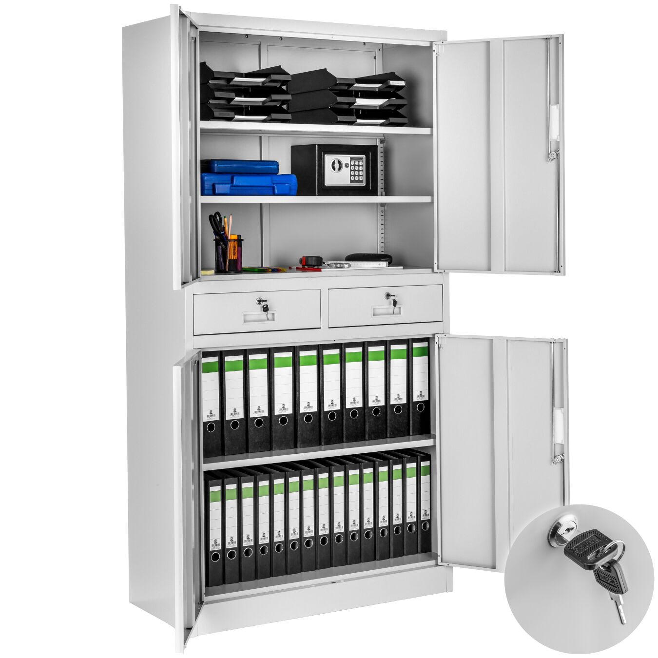 AKTENSCHRANK ,180 x 80 x 40 cm,hellgrau - Hellgrau, Metall (40/180/80cm) - tectake