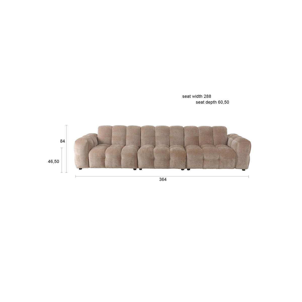 SOFA 4,5-SITZER Hackman Samt Beige - Beige, Kunststoff (364/84/102cm) - Dutchbone