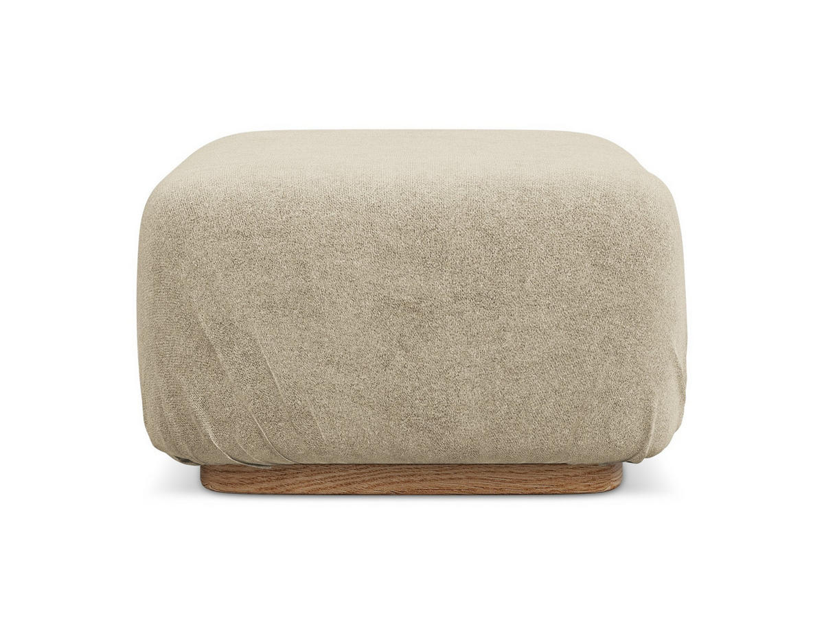 POUF Bouclé Stoff Beige - Beige/Braun, Holz/Textil (83/95/41cm) - Makamii