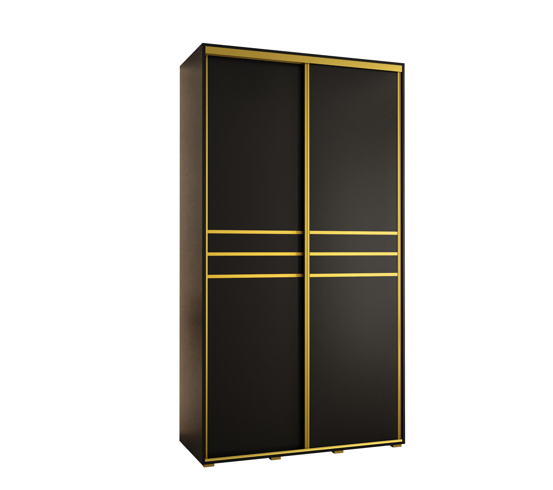 Abiks Möbel Schwebetürenschrank Schwarz, Schwarz, Gold 130x235x60 cm