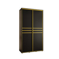 SCHWEBETÜRENSCHRANK 235,2/140/45 2-türig - Goldfarben/Schwarz, Holz/Metall (140/235/45cm) - Abiks Möbel