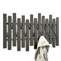 WANDGARDEROBE Schwarz Metall mit 13 Haken - Schwarz, Metall (58/38/6cm) - DanDiBo