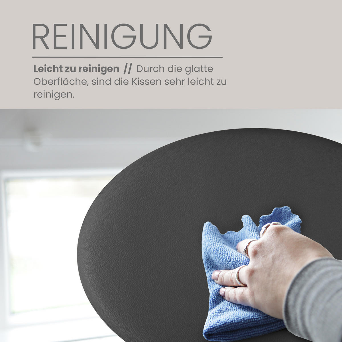 STUHLKISSEN 2er Pack ⌀ 38cm schwarz Lederimitat mit Antirutsch - Schwarz, Textil (38/38/1cm) - Bestlivings