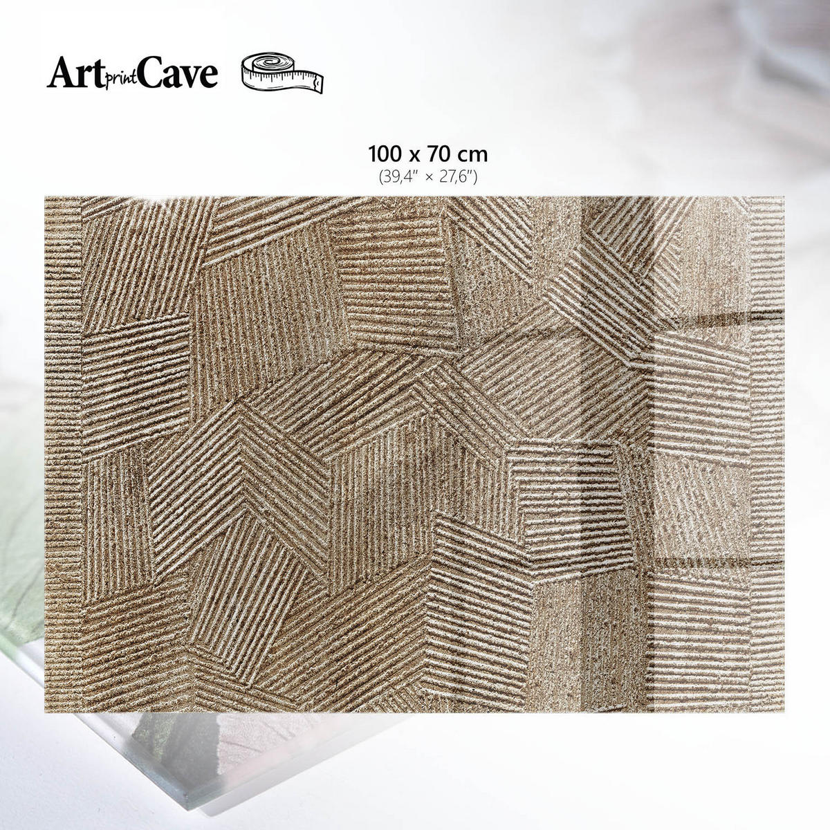 TISCHPLATTE 100x70 cm – Geometrische Abstraktion - Grau, Glas (100/70/0.4cm) - Wallfluent
