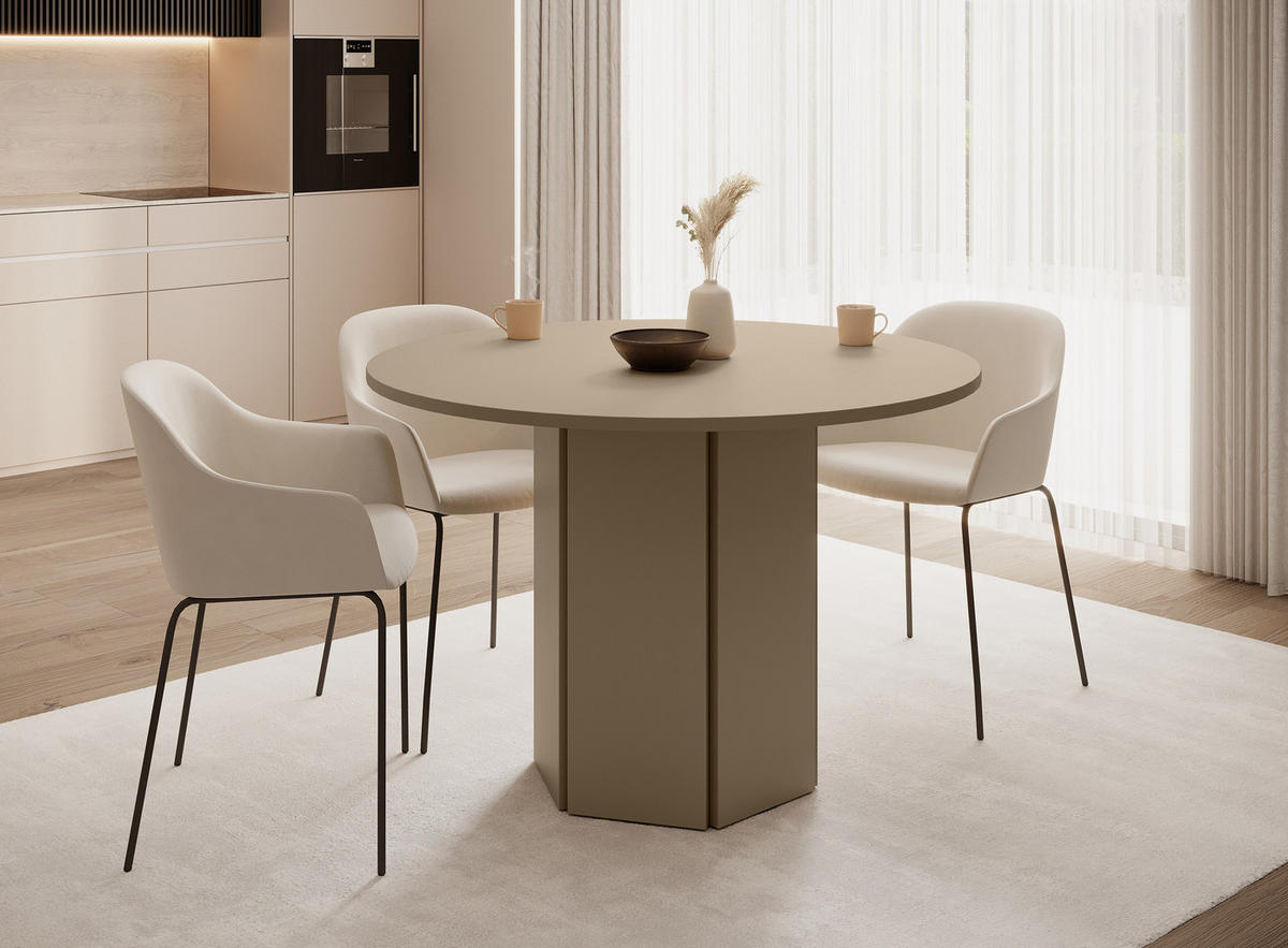 ESSZIMMERTISCH Hexa Beige Cappuccino rund 110 cm - Beige, Holzwerkstoff (110/110/75cm) - Selsey