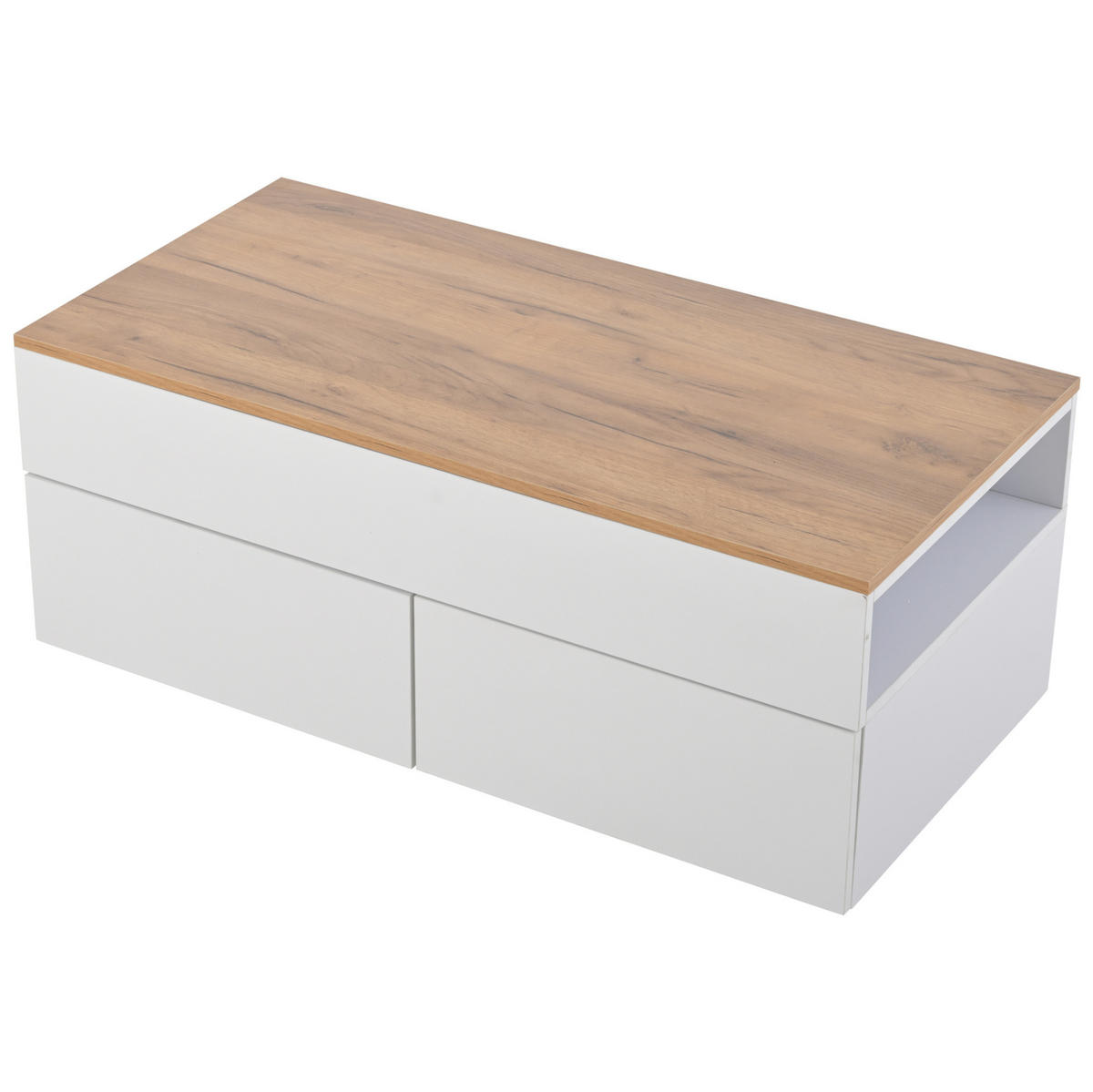 COUCHTISCH höhenverstellbar 100 x 50 cm Weiß Holzoptik - Weiß, Holzwerkstoff (100/50/40cm) - Meubliv