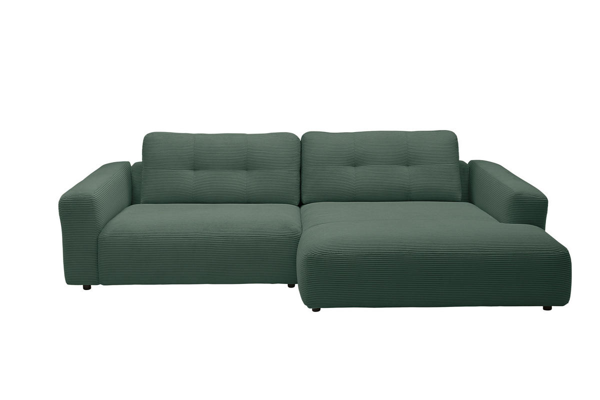ECKSOFA XL MIKA Smaragdgrün Cord - Smaragdgrün/Schwarz, Kunststoff/Textil (296/167cm) - KAWOLA
