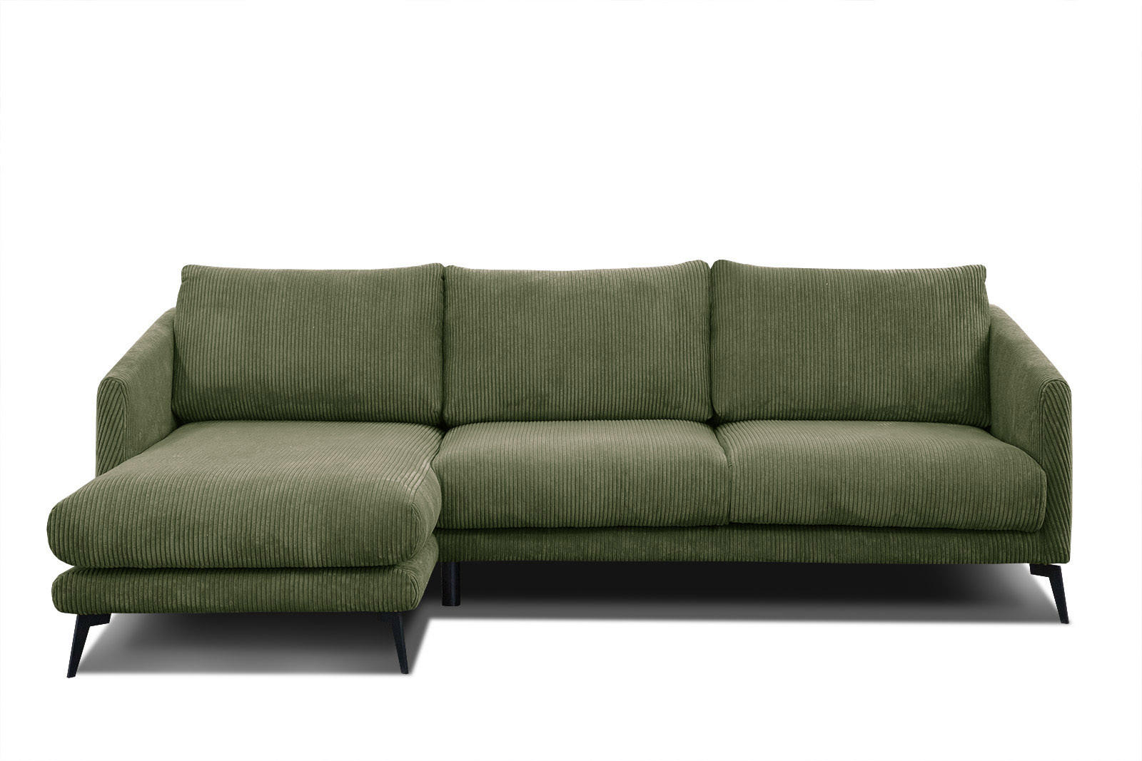 ECKSOFA VILT 4-Sitzer, olivgrün - Schwarz/Olivgrün, Holzwerkstoff/Textil (156/255cm) - Courtois Laville