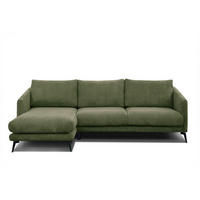 ECKSOFA VILT 4-Sitzer, olivgrün - Schwarz/Olivgrün, Holzwerkstoff/Textil (156/255cm) - Courtois Laville