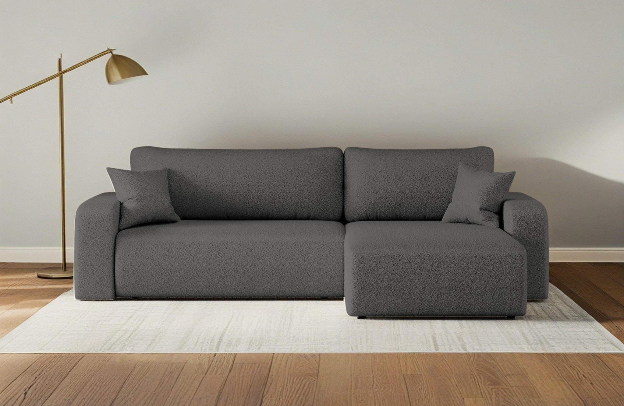 SCHLAFSOFA MILANO XL Und Bettkasten Stoff Quelle Graphit Rechts - Graphitfarben, Holz (274/82/145cm) - Kaiser Möbel