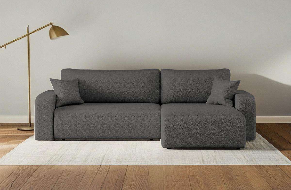 SCHLAFSOFA MILANO XL Und Bettkasten Stoff Quelle Graphit Rechts - Graphitfarben, Holz (274/82/145cm) - Kaiser Möbel