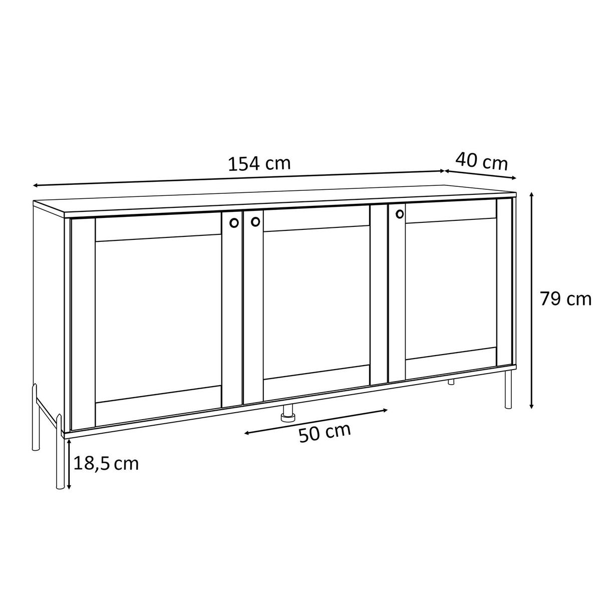KOMMODE VIENNA 3D mit Wiener Geflechtimitation / Schwarz - Schwarz, Holzwerkstoff (154/79/40cm) - Lookway