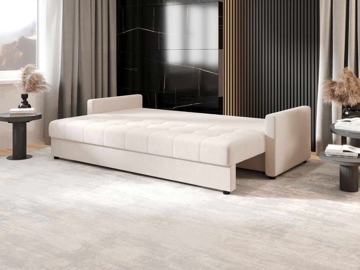 SOFA MOS mit Schlaffunktion ITAKA 16 mit Stauraum - Creme, Textil (84/72/220cm) - Bedante