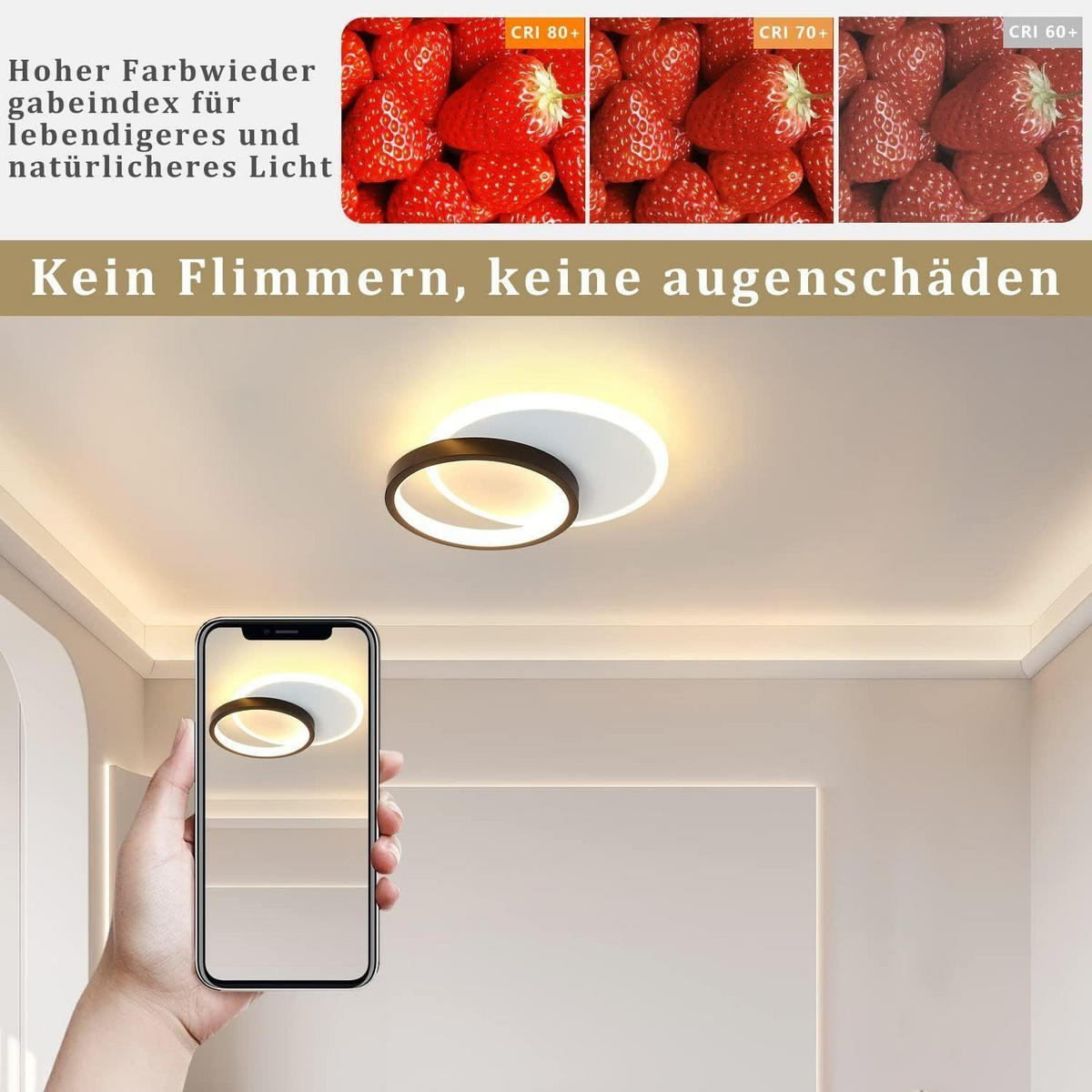 LED-DECKENLEUCHTE Baldwin 25/25/5 cm - Schwarz/Weiß, Metall (25/25/6cm) - Nettlife