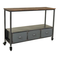 KONSOLENTISCH aus Metall und Holz, braun, 100x32x72cm - Grau, Metall (32/100/72cm) - Wanderlust