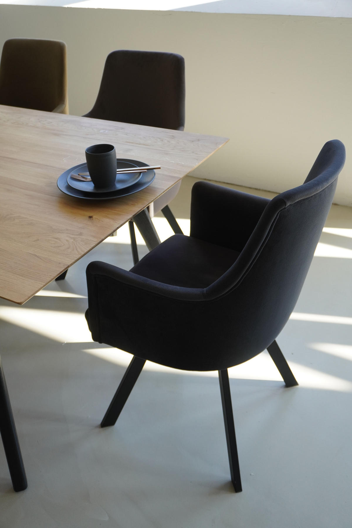 ARMLEHNENSTUHL Sello anthrazit mit T-Fuß drehbar - Anthrazit/Schwarz, Textil/Metall (55/90/58cm) - INKA furniture