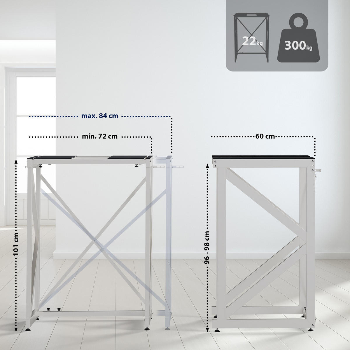STAPELGESTELL für Wäschetrockner auf Waschmaschine RALF Weiß - Weiß, Metall (84/101/60cm) - DELUKE