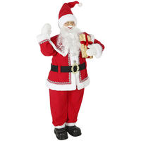 ANIMIERTER-WEIHNACHTSMANN Samt Polyester Metall Rot - Rot, Textil (30/150/60cm) - HOMCOM