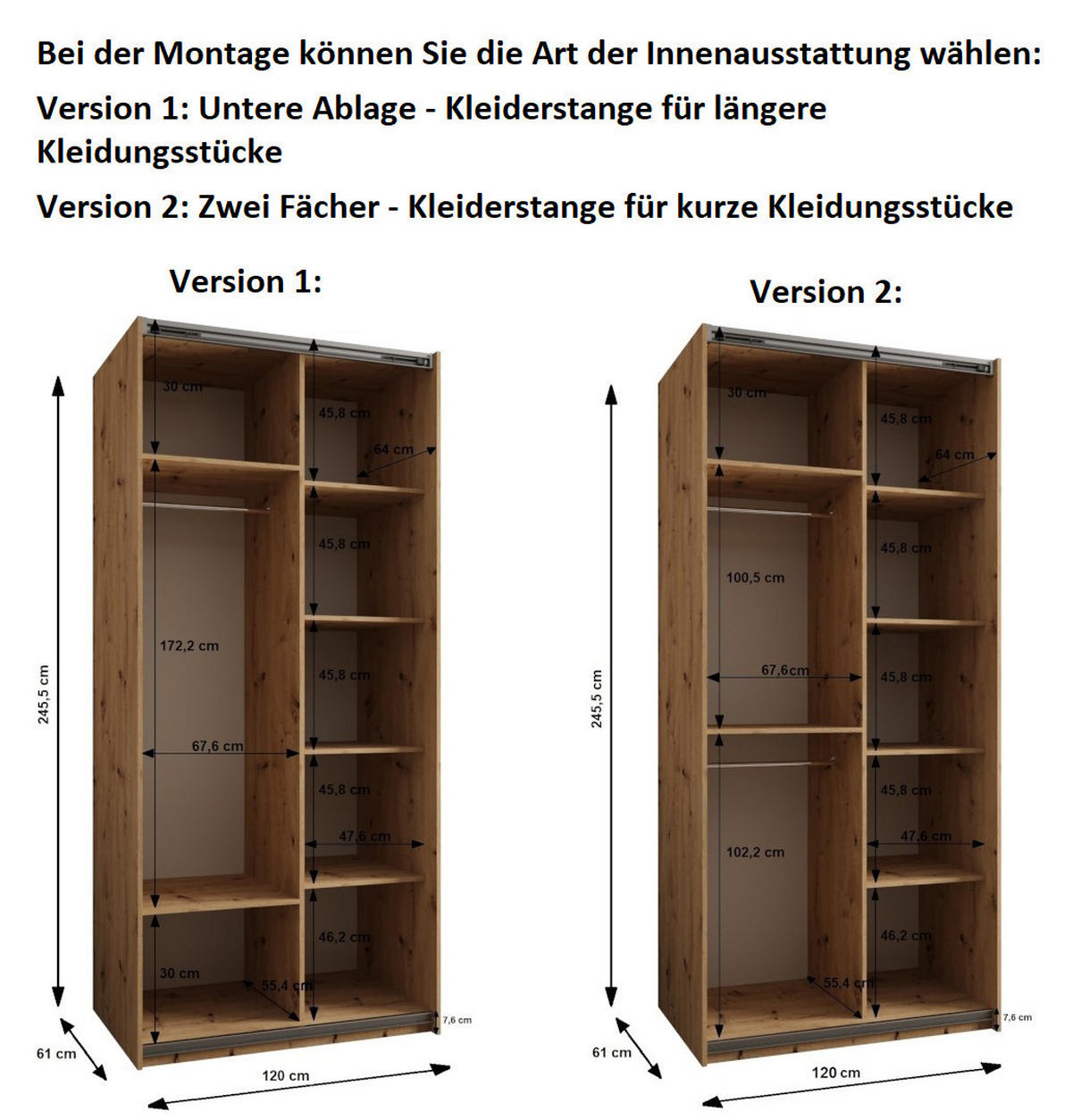 SCHWEBETÜRENSCHRANK 245,5/120/64 2-türig - Schwarz/Weiß, Holz/Metall (120/245/64cm) - Abiks Möbel
