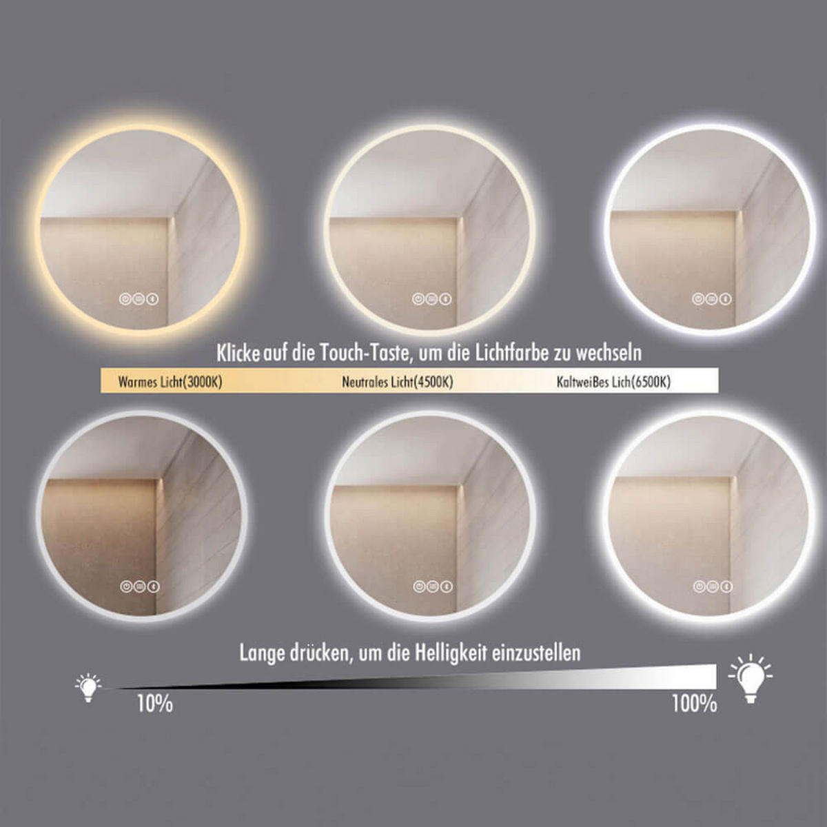 LED-SPIEGEL NOLA - 160 x 70 cm - Weiß, Glas (160/70/1cm) - Home Deluxe
