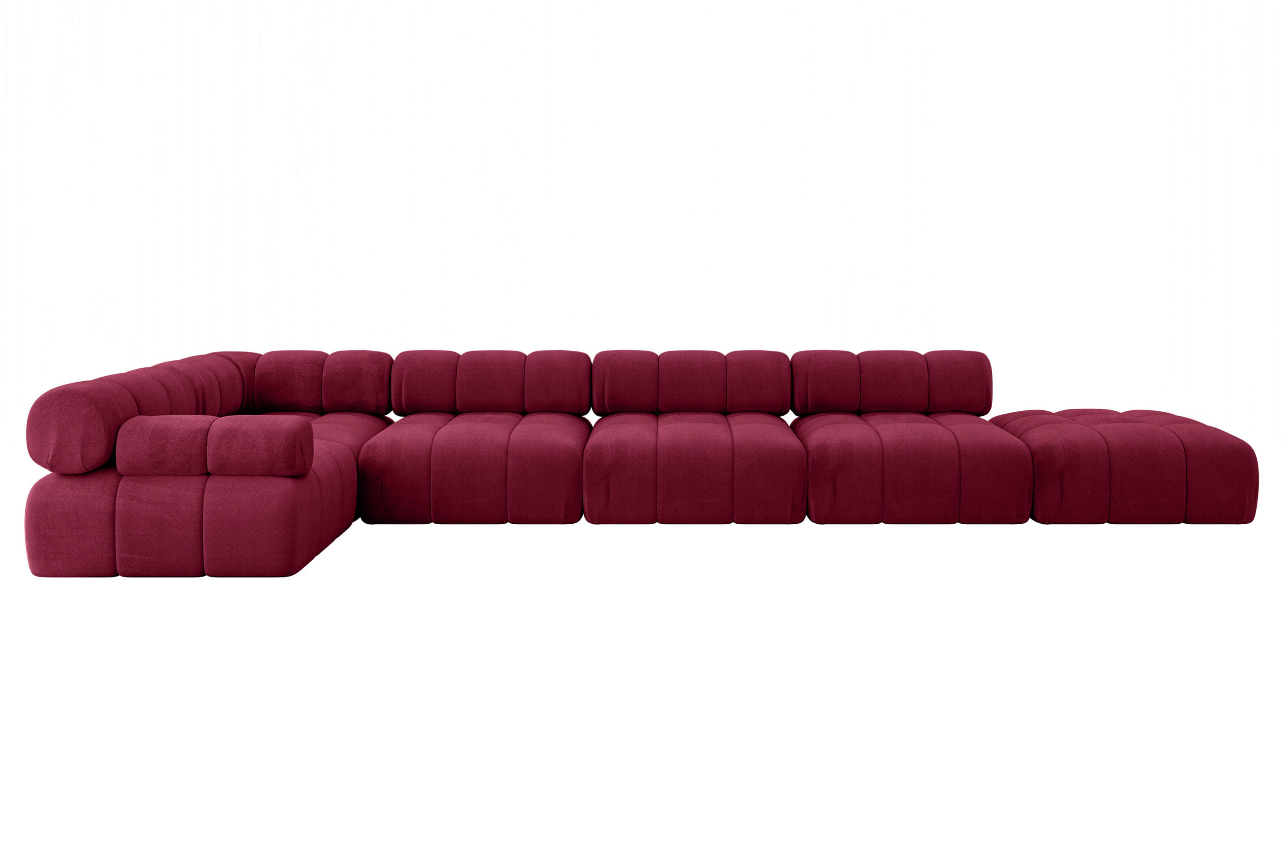 ECKSOFA modulares Sofa Felto-L3 - 475x190x70 cm Bordeauxrot Velours - Bordeaux, Holzwerkstoff/Textil (475/190cm) - ALTDECOR