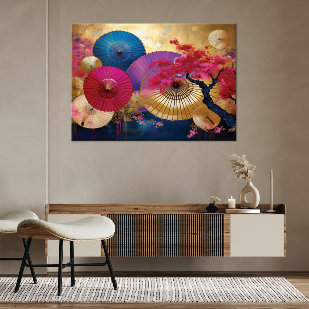 WANDBILD bunte japanische fans - Multicolor, Textil (60/40cm) - Feeby