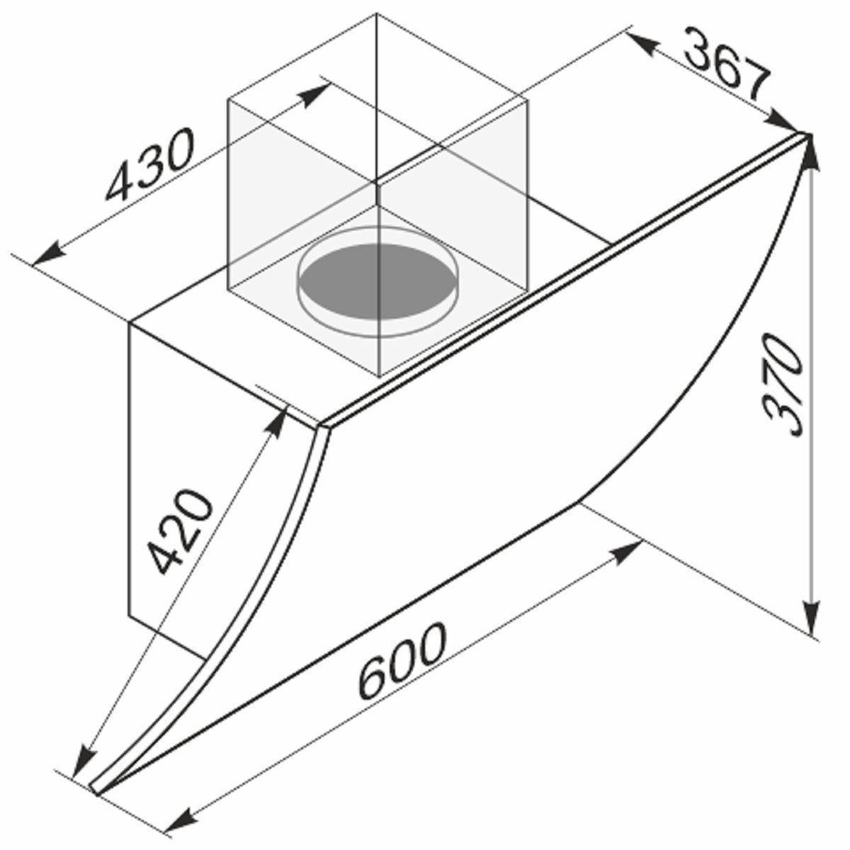 DUNSTABZUGSHAUBE AT 6488 Eco 60 cm Schwarz - Schwarz, Glas/Metall (60/88/48cm) - Kaiser Küchengeräte