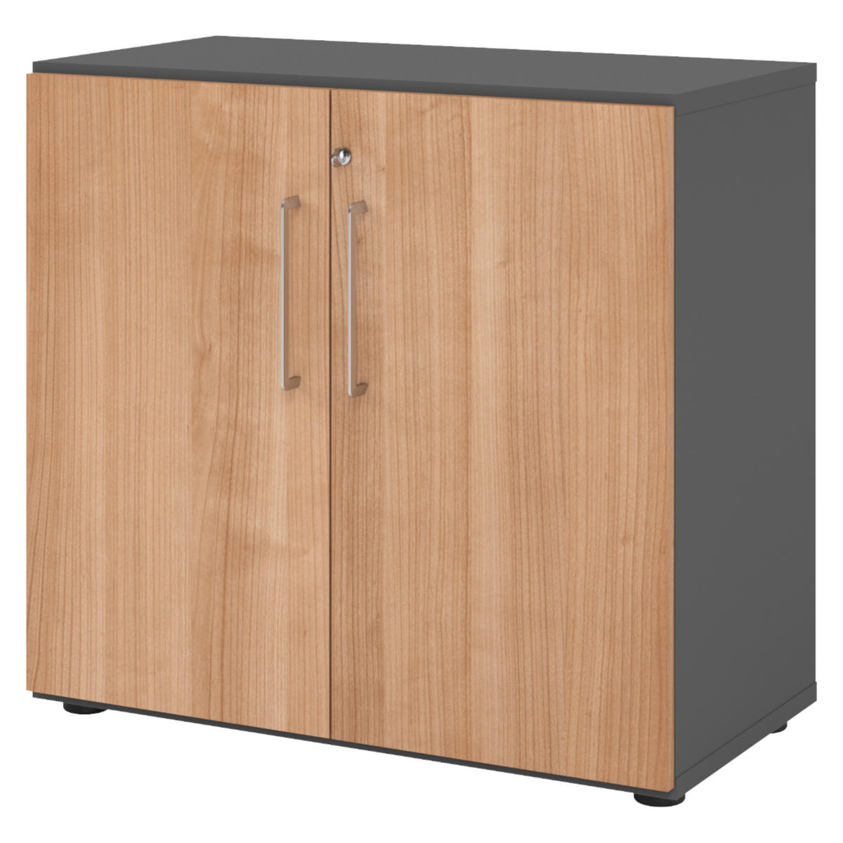 AKTENSCHRANK - 2 Ordnerhöhen 42/80/74,8 cm in Graphitfarben/Nussbaumfarben - Nussbaumfarben/Graphitfarben, Holzwerkstoff (80/74.8/42cm) - bümö