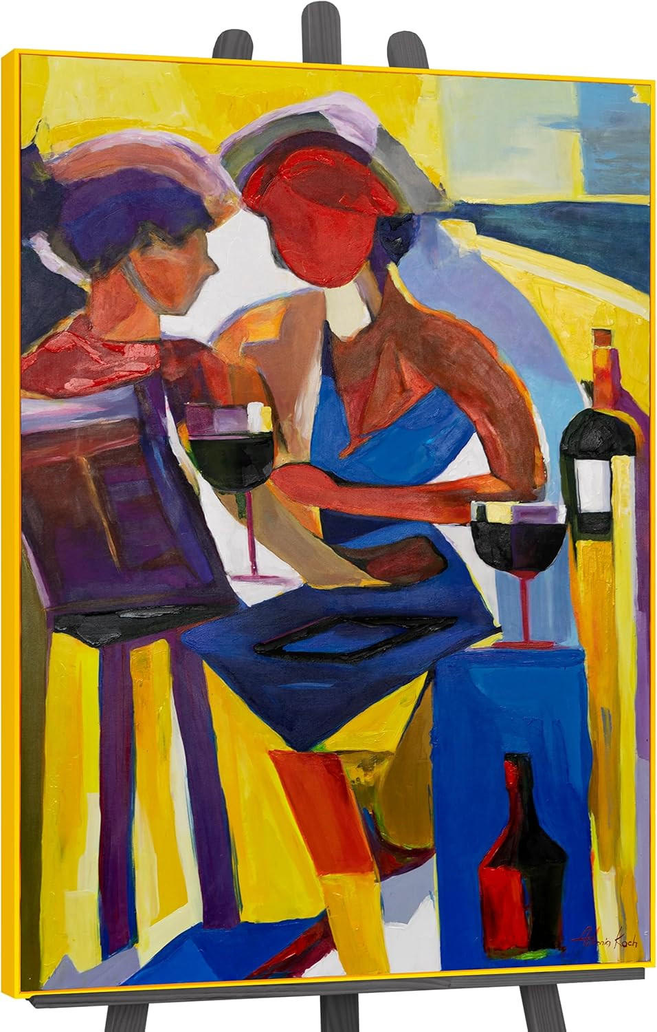 GEMÄLDE Farbenfroher Abend Schattenfugenrahmen Gelb 140x100 cm - Gelb, Holz (140/100cm) - YS-art gallery
