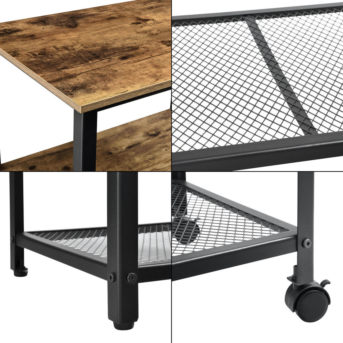 SERVIERWAGEN Freiburg - Braun, Metall (60/77/40cm) - [en.casa]