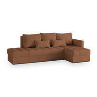 ECKSOFA LUMARI R-S Kupferfarben Plüsch-Stoff mit Schlaffunktion - Kupferfarben, Holz (262/143cm) - MASSENO