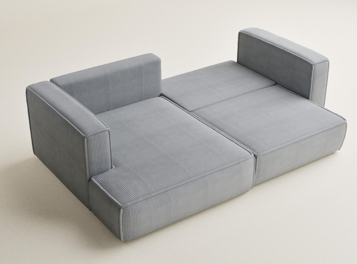 ECKSOFA MIT SCHLAFFUNKTION Velto Hellgrau Samtstoff - Hellgrau/Schwarz, Holz/Holzwerkstoff (152/250cm) - Maison de Reve