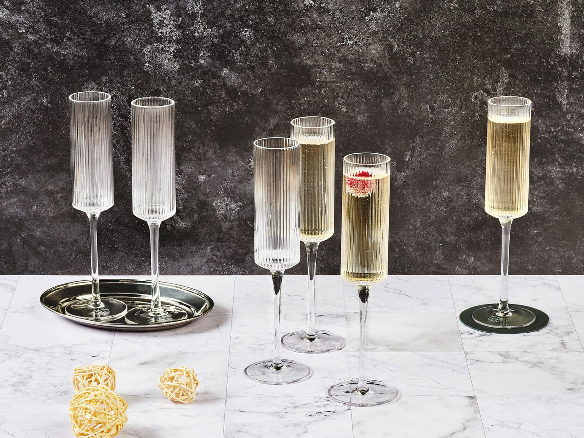 CHAMPAGNERFLÖTE Linje 200ml - 6er-Set - Transparent - Transparent, Glas (0.2L) - Björn