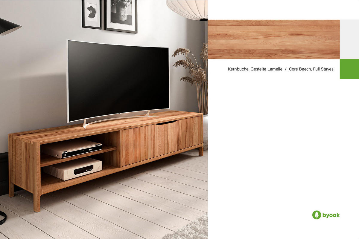 TV-SCHRANK PAUL Kernbuche - Kernbuche, Holz (200/48/50cm) - byoak