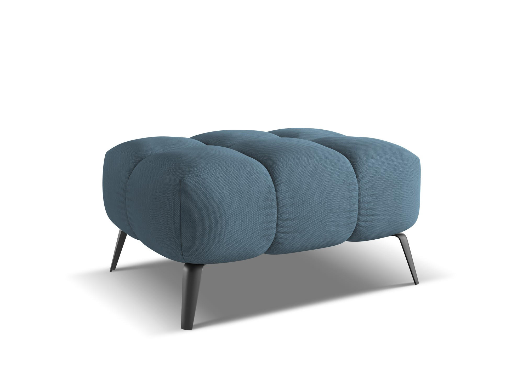 POUF Chenille Stoff Blau - Blau/Blaugrau, Textil/Metall (78/41/60cm) - Makamii