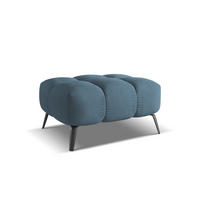 POUF Chenille Stoff Blau - Blau/Blaugrau, Textil/Metall (78/41/60cm) - Makamii