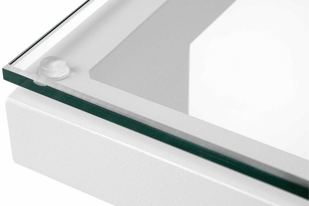 GARTENTISCH TRIGLO gehärtetes Glas, Modern, Weiß - Weiß, Glas/Metall (60/90/41cm) - KONSIMO®