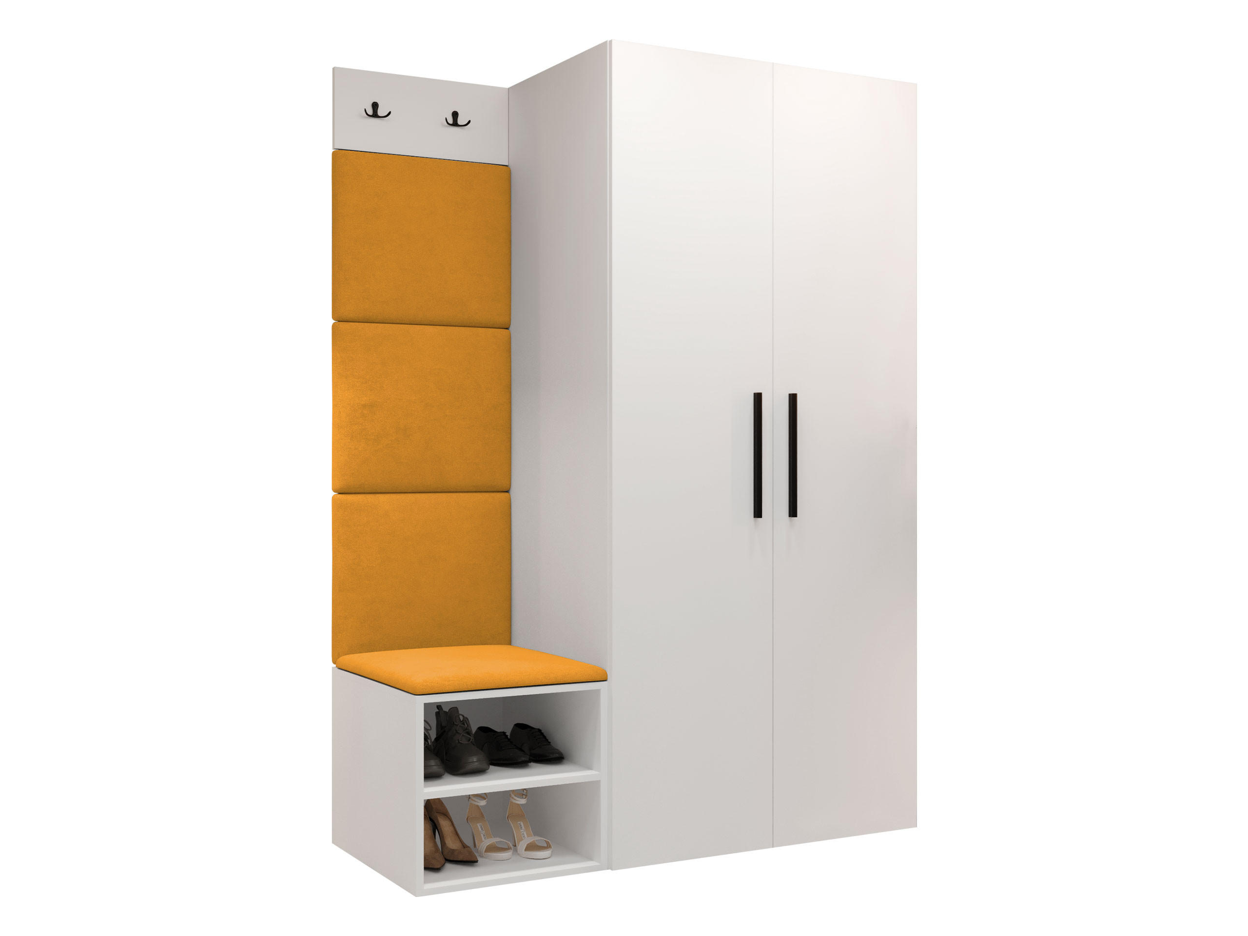 GARDEROBEN-SET Medi IV - Schwarz/Orange, Holzwerkstoff/Kunststoff (80/191/50cm) - MIRJAN24