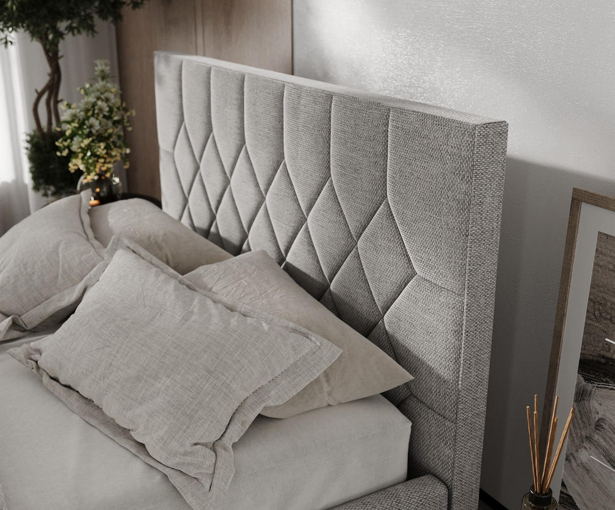 POLSTERBETT Brisa 140/200 cm Hellgrau im Inari Stoff - Hellgrau/Schwarz, Holz/Holzwerkstoff (140/200cm) - AltaBeds