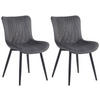 STUHL 2er Set Samt dunkelgrau - Dunkelgrau/Schwarz, Textil/Metall (50/80.5/62cm) - CLP