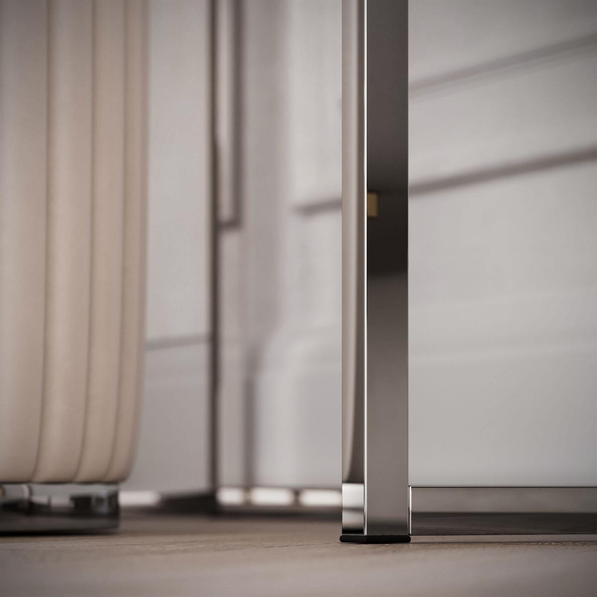 SCHMINKTISCH QUINNIE KASCHMIR mit LED-Spiegel Chrom rechts PUSH OPEN - Kaschmir/Silberfarben, Holzwerkstoff (100/175/42cm) - Lookway