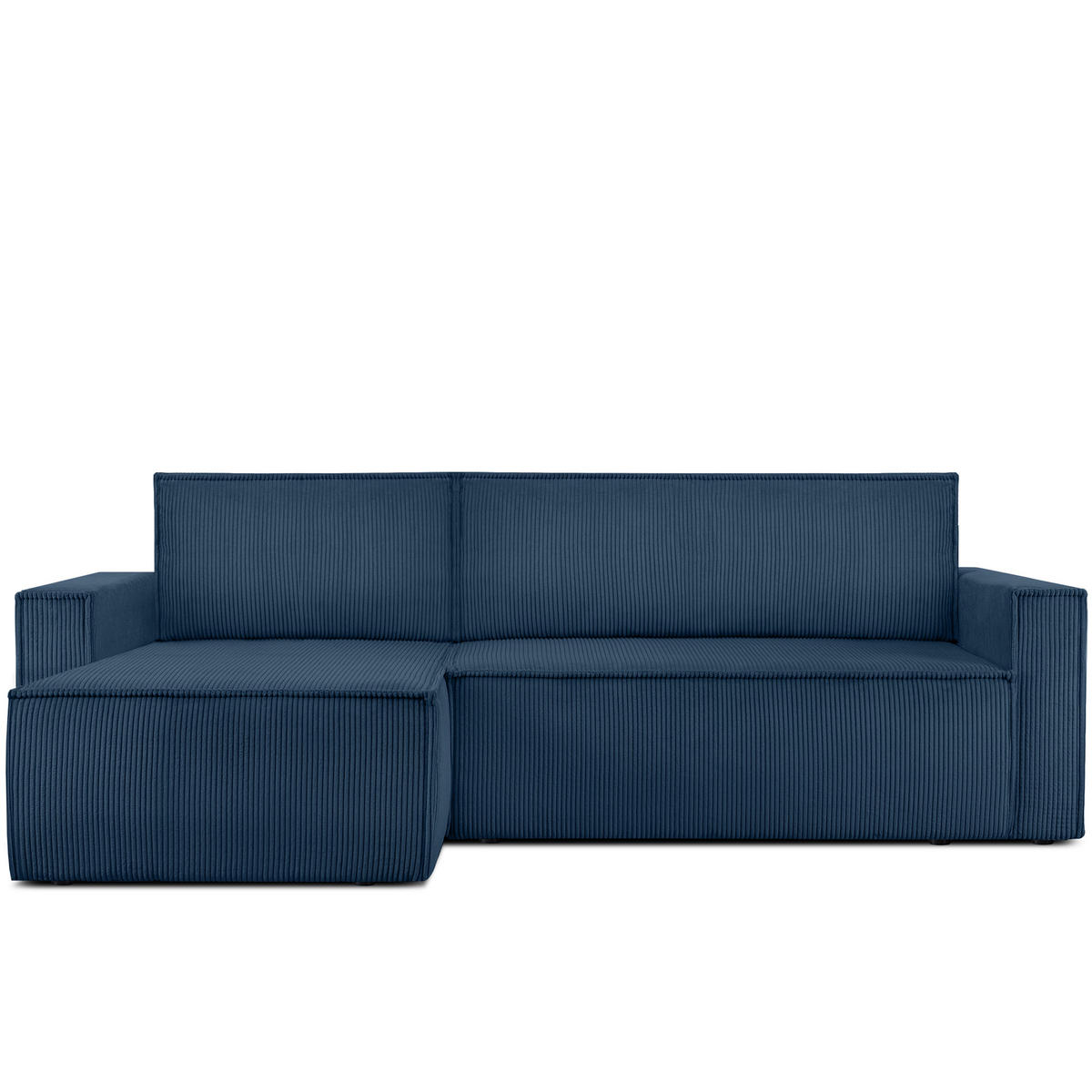 ECKSOFA-LINKS/RECHTS NAPI Schlaffunktion mit Cordbezug, blau - Blau/Schwarz, Textil (246/148cm) - KONSIMO®