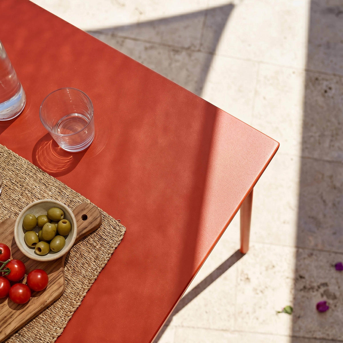 GARTENTISCH , Rot - Rot, Metall (120/120/72cm) - Oviala