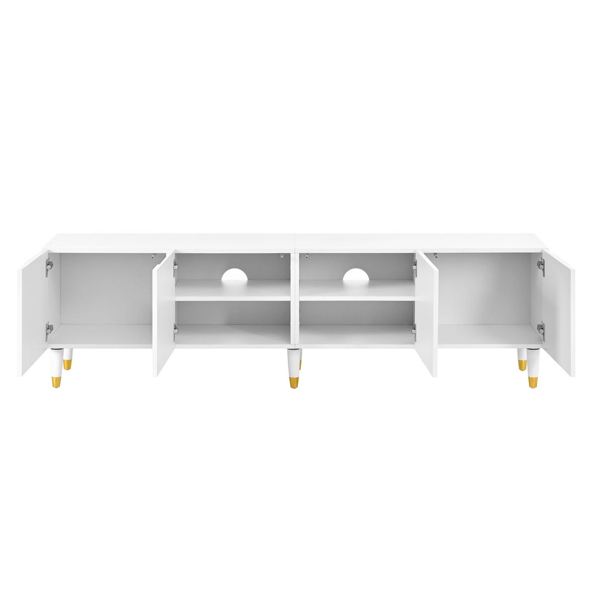 TV-SCHRANK 180/40/50 cm Weiß mit 4 Türen und Massivholzbeinen - Weiß, Holz/Holzwerkstoff (180/50/40cm) - Oxeza