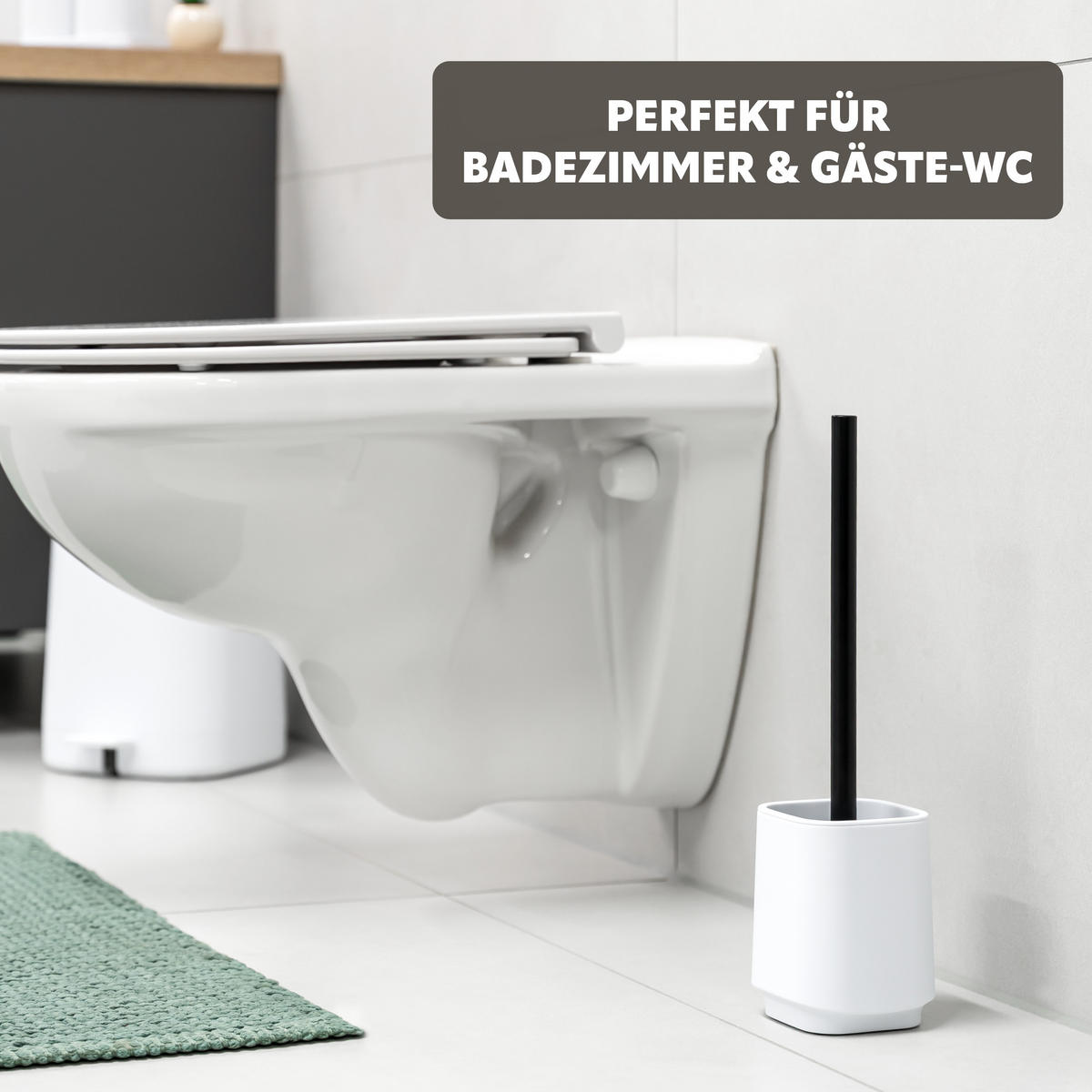 WC-GARNITUR VALONA, Soft-Touch, schwarz - Weiß, Kunststoff (10/38/10cm) - eluno