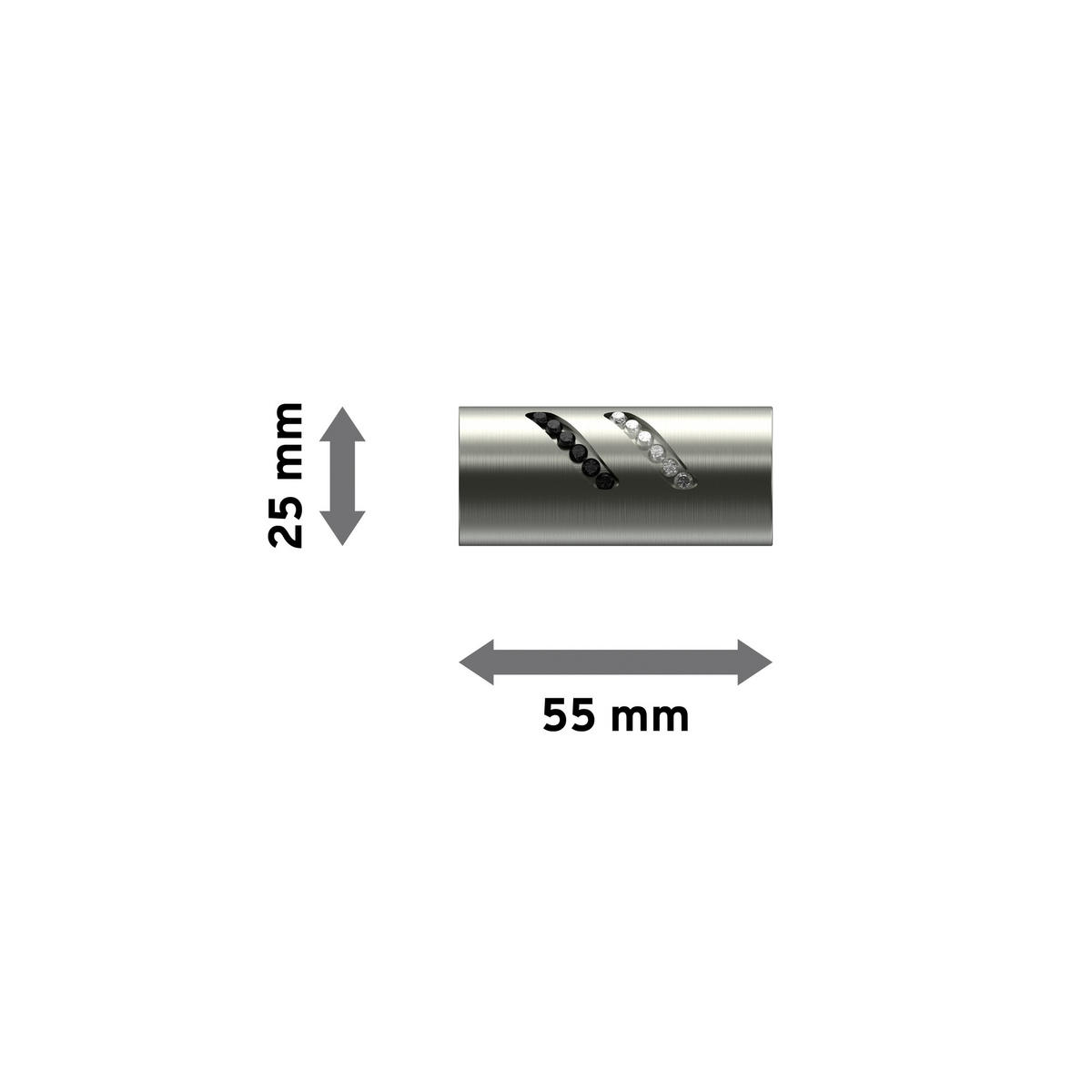 ENDSTÜCKE FÜR GARDINENSTANGEN 20 mm Ø, Zoena Edelstahl-Optik, Packung 2 Stück - Edelstahlfarben, Metall (5.5/2.5/2.5cm) - INTERDECO