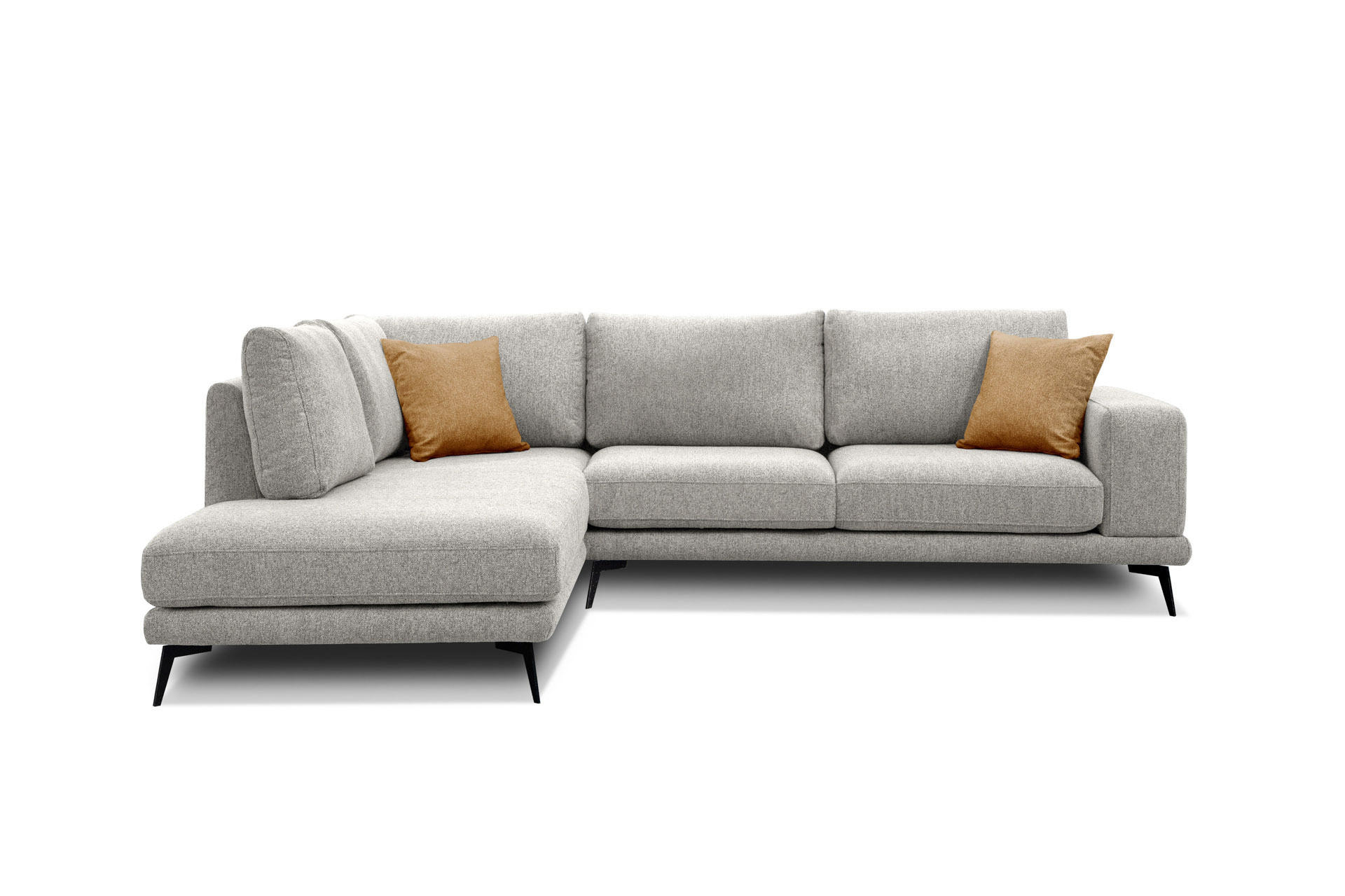 ECKSOFA MEDIOLANE 5-Sitzer, hellgrau - Hellgrau, Holzwerkstoff/Textil (219/282cm) - Courtois Laville