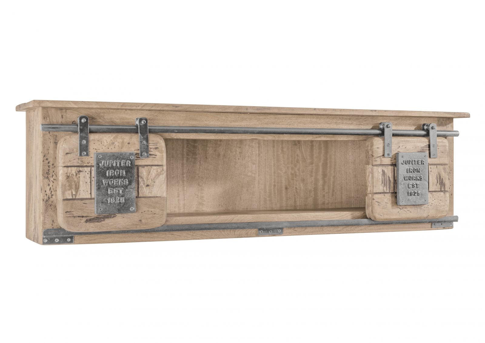 WANDREGAL Mango 130x25x35 whitewash lackiert RAILWAY #365 - Beige, Holz (130/35/25cm) - Massivmoebel24